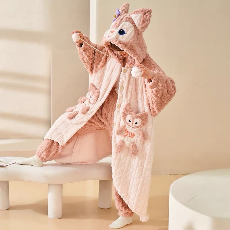 Piyama winter wanita baju tidur musim dingin cewek pajamas hangat tebal 1 set atasan dan bawahan onesie shellie may shellymay shelliemay