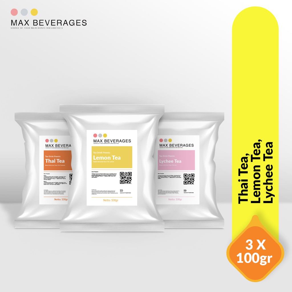 

Paket Serbuk Minuman 4 - Thai Tea, Lemon Tea, Lychee Tea