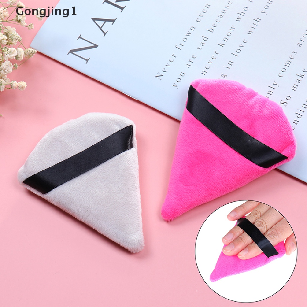 Gongjing1 Spons Puff Mini Bentuk Segitiga Bahan Velvet Untuk Makeup / Kosmetik Wanita