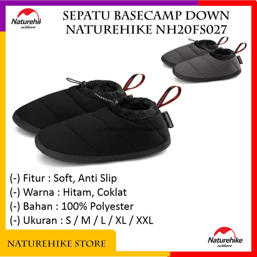 Sepatu Basecamp Down Camping Shoes Gunung Hiking Outdoor Polyester Bulu Angsa Naturehike NH20FS027