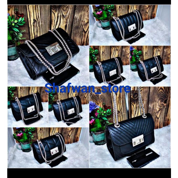 Tas Slempang Wanita //Tas Wanita Slingbag Black style Terbaru//Fashion kekinian//fashion wanita//Tas Murah//