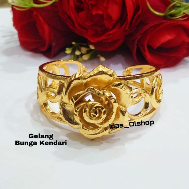 GELANG BUNGA KENDARI EMAS B781U PERHIASAN KUNING HONGKONG ANTI KARAT