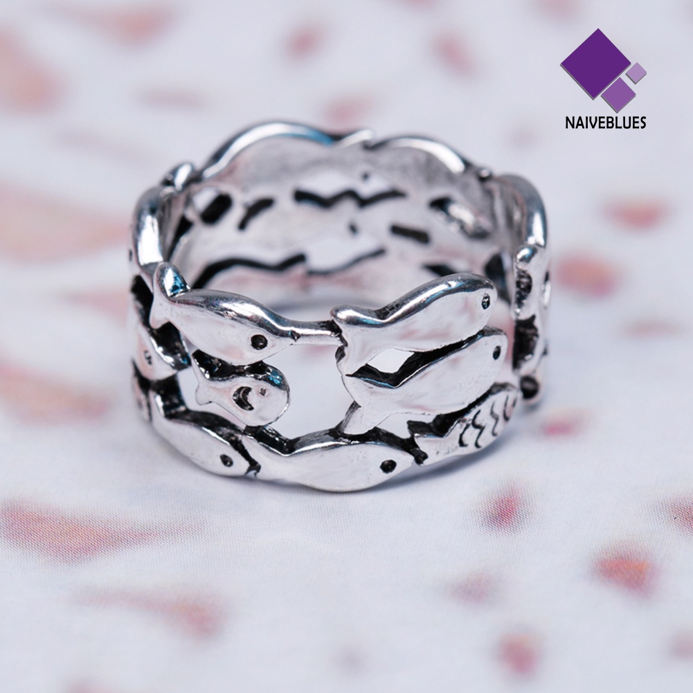 Naiveblue Cincin Lapis Silver Model Ikan Untuk Wanita