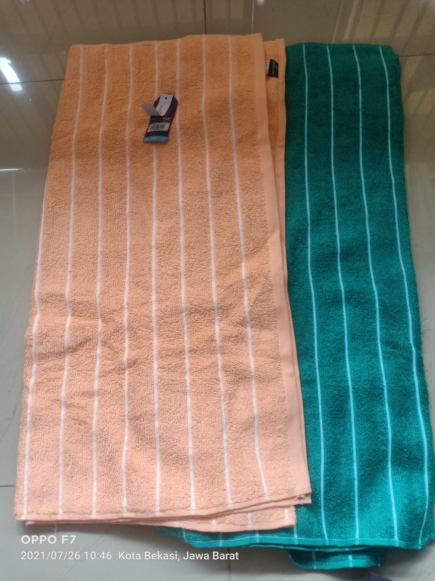 Rc Cotton Club Handuk Mandi 70x135cm / Handuk Mandi Dewasa Motif Polos Garis Putih By Terry Palmer