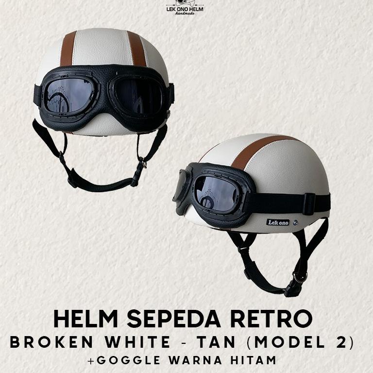 "PLJ.01Jl22н" Helm Sepeda Retro Lek Ono Hitam / Tan-Hitam / Hitam-Tan Model 2