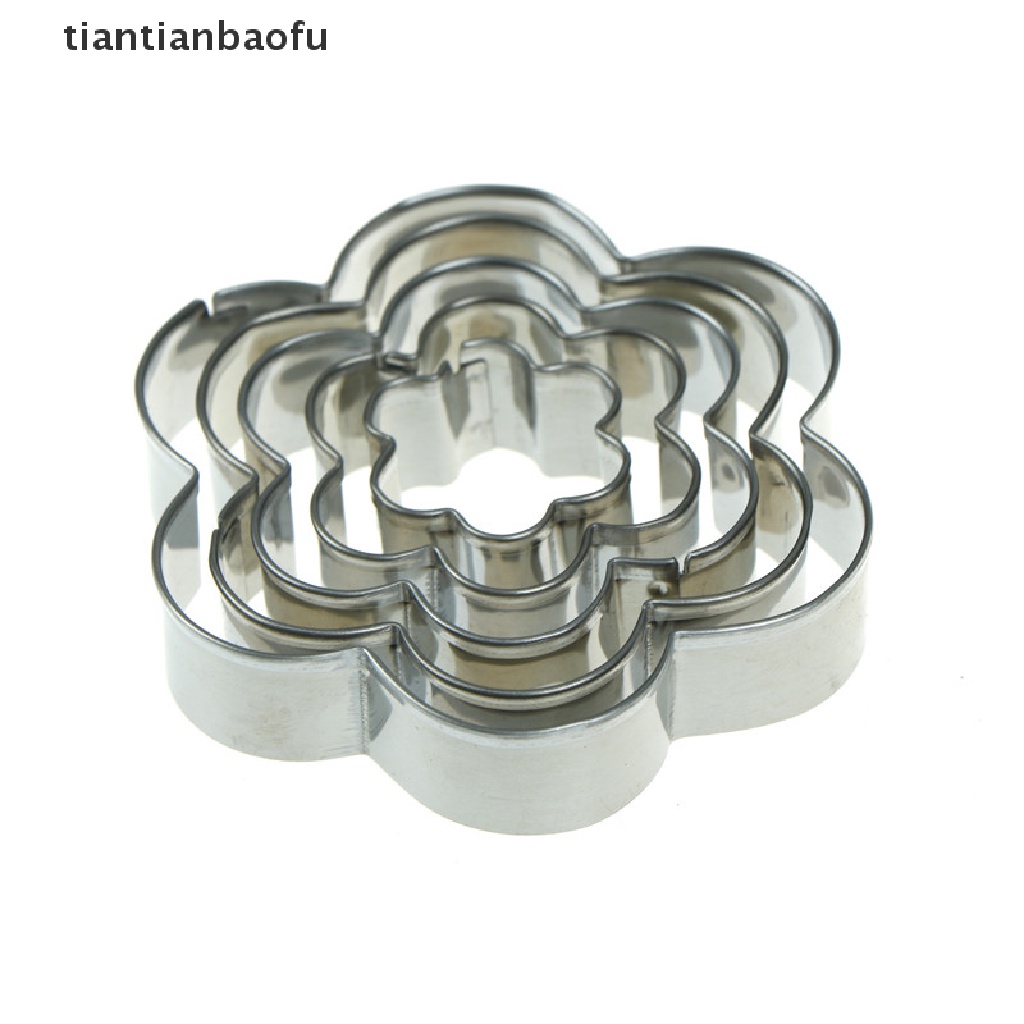 5 Pcs Cetakan Kue Bentuk Bunga Bahan stainless steel