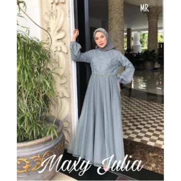 Gamis brukat tile Kekinian Trendy Polka tangan balon Termurah Butik Terbaru 2022 Gamis pearl julia