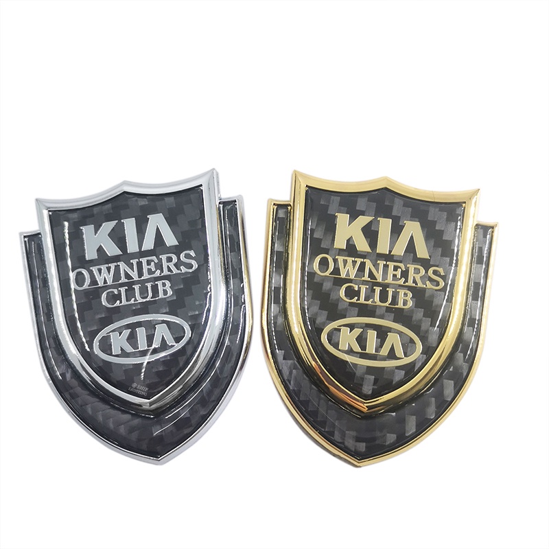 1pc Stiker Emblem Logo KIA Owners Club Bahan Metal Carbon Fiber Untuk Dekorasi Mobil