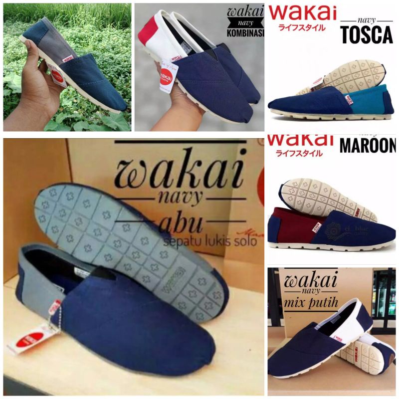 promo Sepatu pria wanita slip on Wakai kombinasi