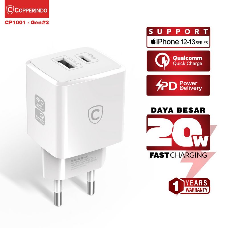 COPPER CP1015 CP1001-EU Charger PD+Qualcomm 20W