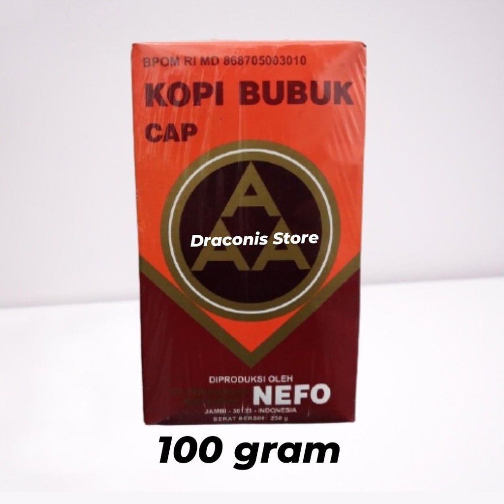 

Kopi Bubuk Hitam Murni Cap AAA Nefo Khas Jambi Harum Enak Asli 100 gram