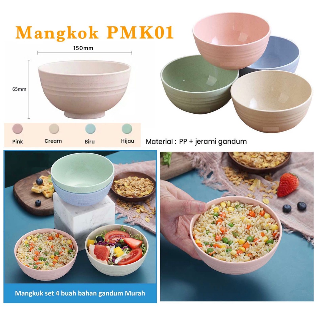 ALAT MAKAN MANGKUK BAHAN WHEAT STRAW - PMK01