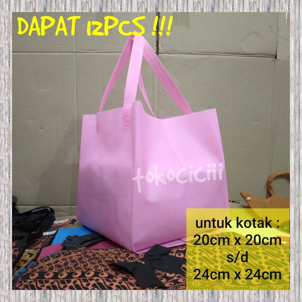 

12PCS kantong spunbond dus nasi dus kue 22 20 25 24 tas kain goodie bag tas sovenir kantong souvenir
