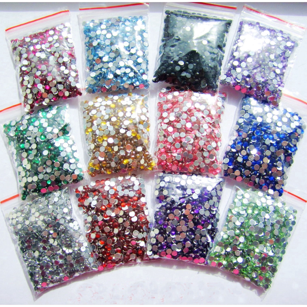 2000pcs Manik-Manik Kristal Berlian Imitasi Resin Flatback 2mm 14 Facets