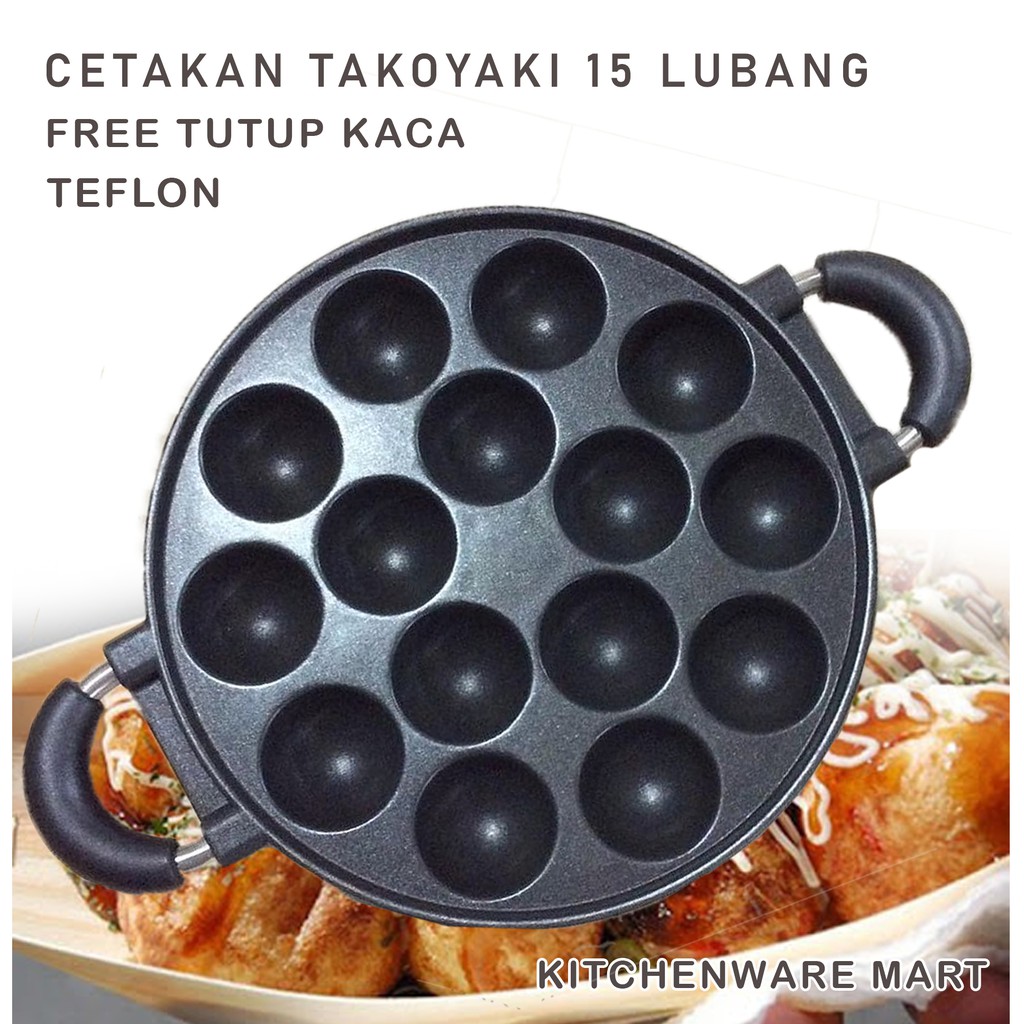 Cetakan takoyaki teflon lubang 15 - snack maker happycall sm 15 cekung