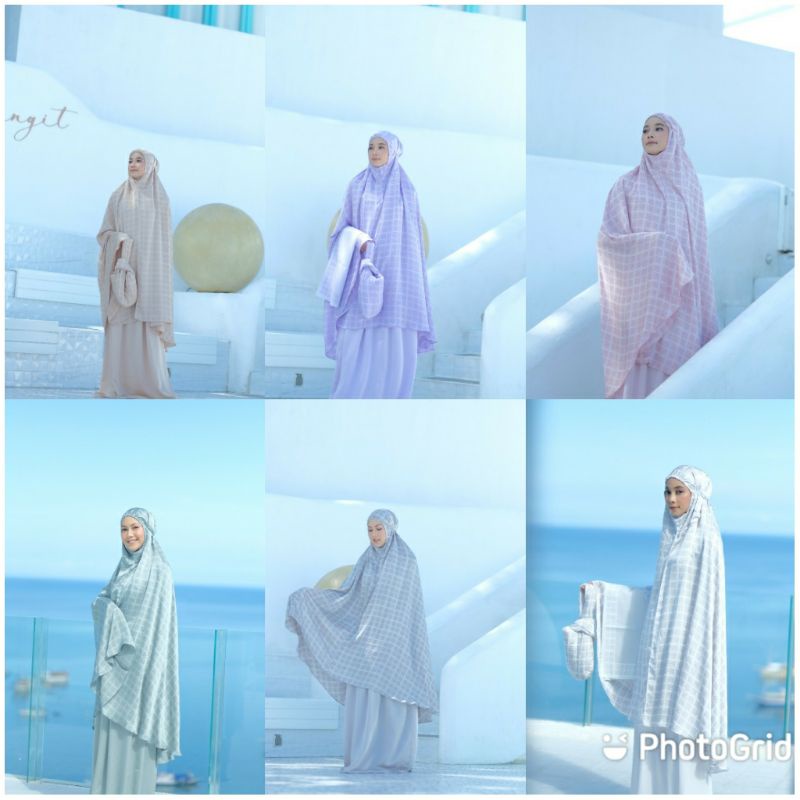 PRAYER ROBE FREE  SAJADAH !! MUKENA DEENAY'S SNEAK PEAK MONOGRAM PRAYER ROBE PINK WHITE LILAC LIGHT 