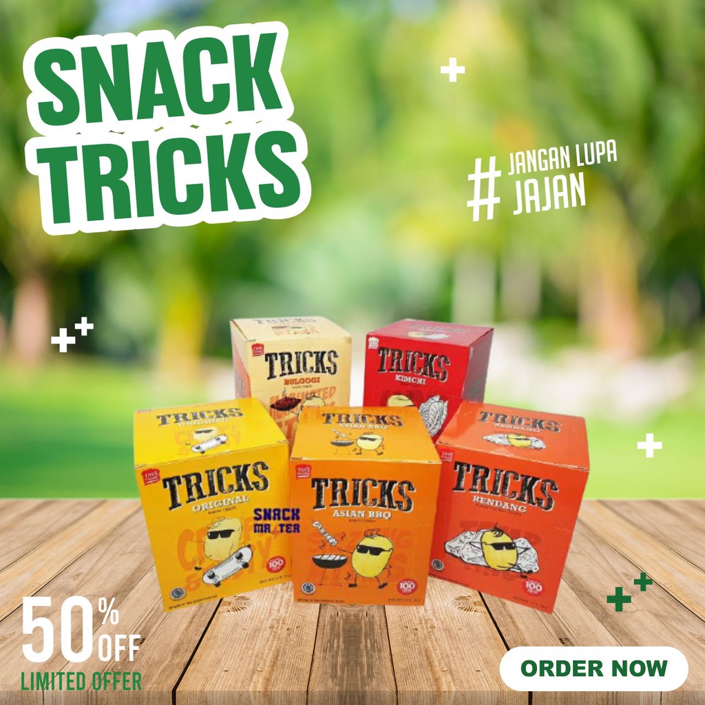 TRICKS BOX ISI 10 PCS / SNACK TRICKS BULGOGI BBQ KIMCHI RENDANG