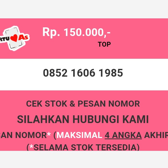 Nomor cantik Telkomsel AS murah tahun lahir 1985 simpati as T2888-150