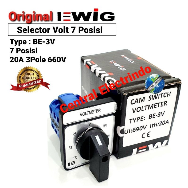 Selector Volt EWIG BE-3V 7Posisi 20A 3Pole 660V.