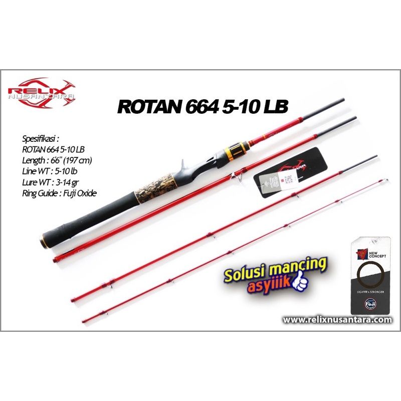 Joran BC Rotan 664 5-10lb Relix Nusantara Traveling Rod