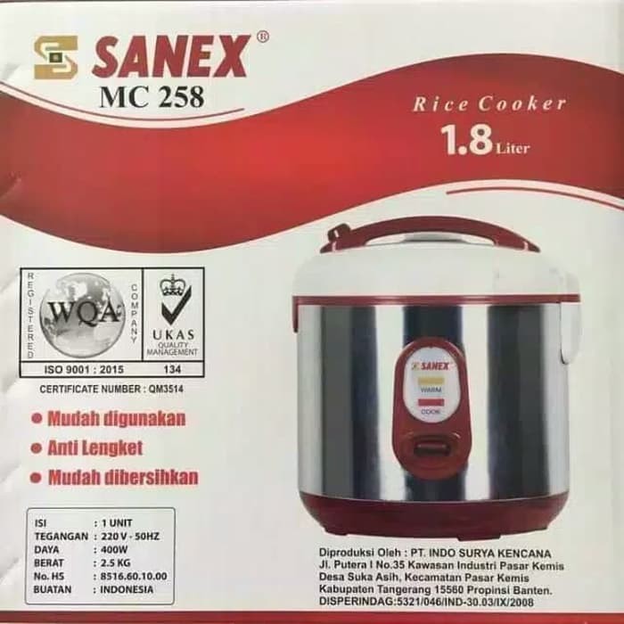 Rice Cooker Sanex 1,8 Liter MC-258