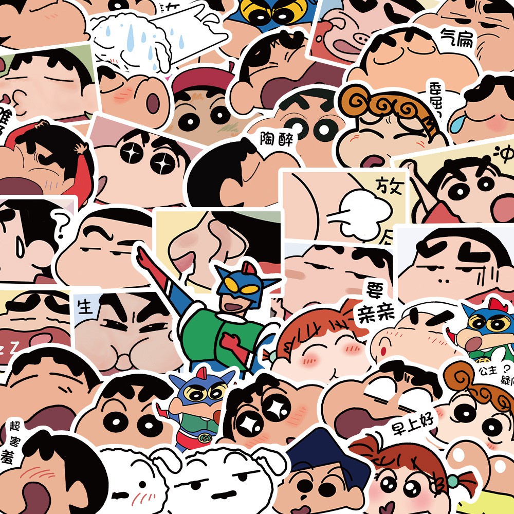 50pcs Cartoon Stickers Crayon Shinchan Sticker for Luggage Skateboard Phone Laptop Moto Bicycle Guitar Stickers/DIY Scrapbooking