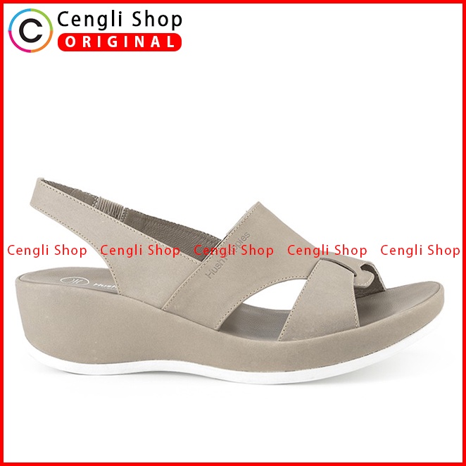 SANDAL WEDGES KULIT HUSH PUPPIES WANITA ORIGINAL TERBARU CREAM HW49