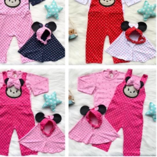 ❁ Tsum tsum polkadot jumpsuit gamis set pakaian bayi anak fashion overall ➣