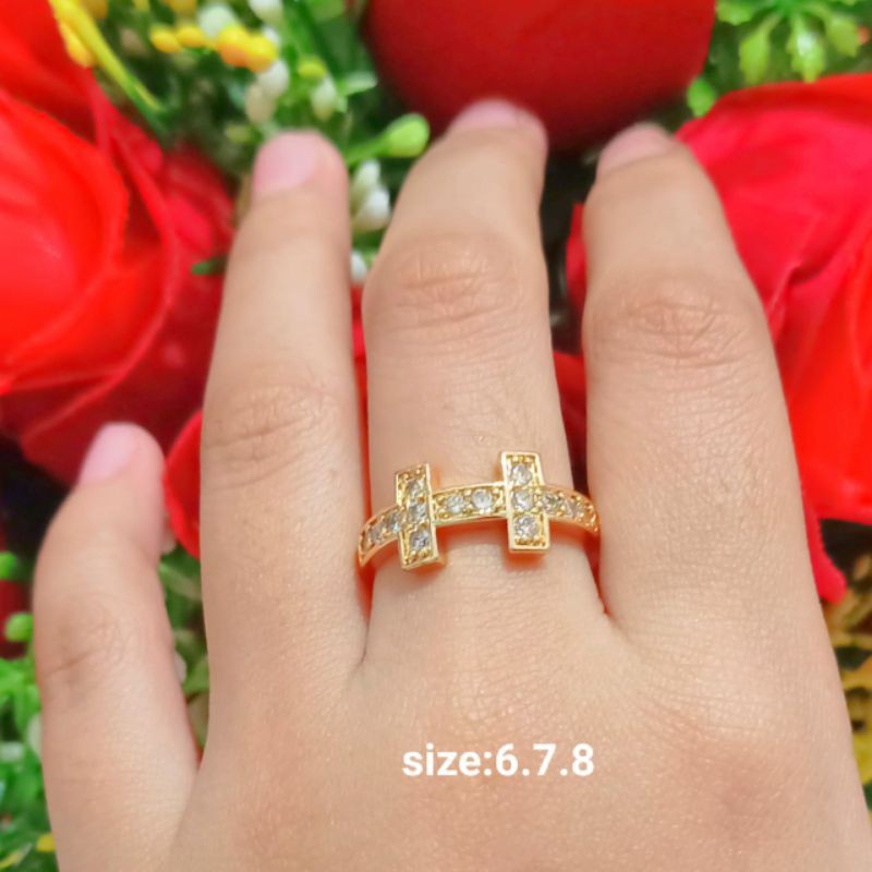 Cincin Dewasa Permata Zircon Perhiasan Wanita Gold (COD)