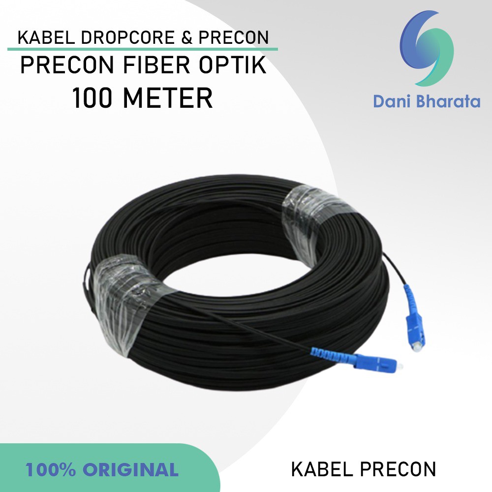 Kabel ftth dropcore 1 core precon 1 core 100m lengkap konektor siap pakai