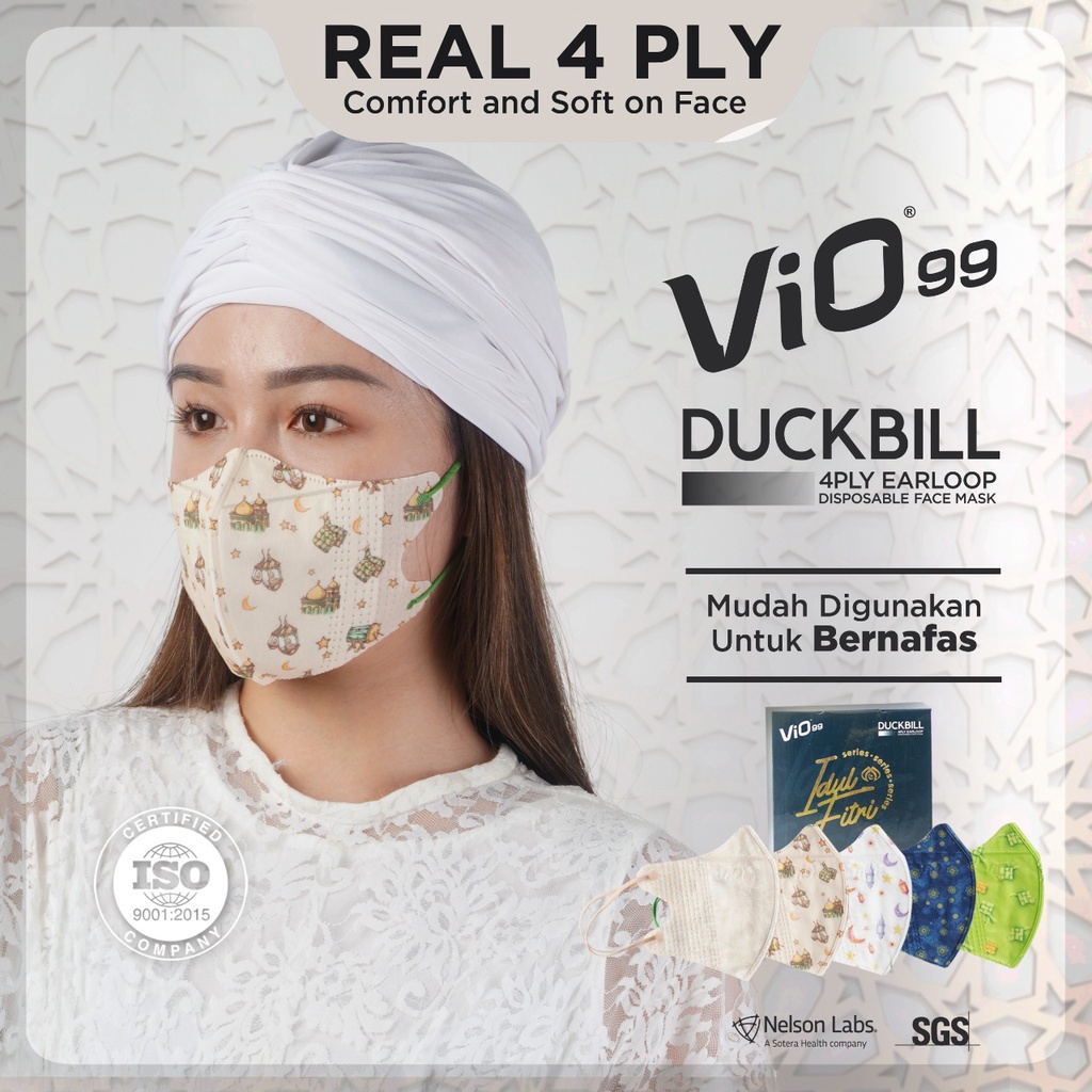 Vio Duckbill 30’S Mask 4Ply Earloop Idul Fitri edition isi 30pcs mix motif