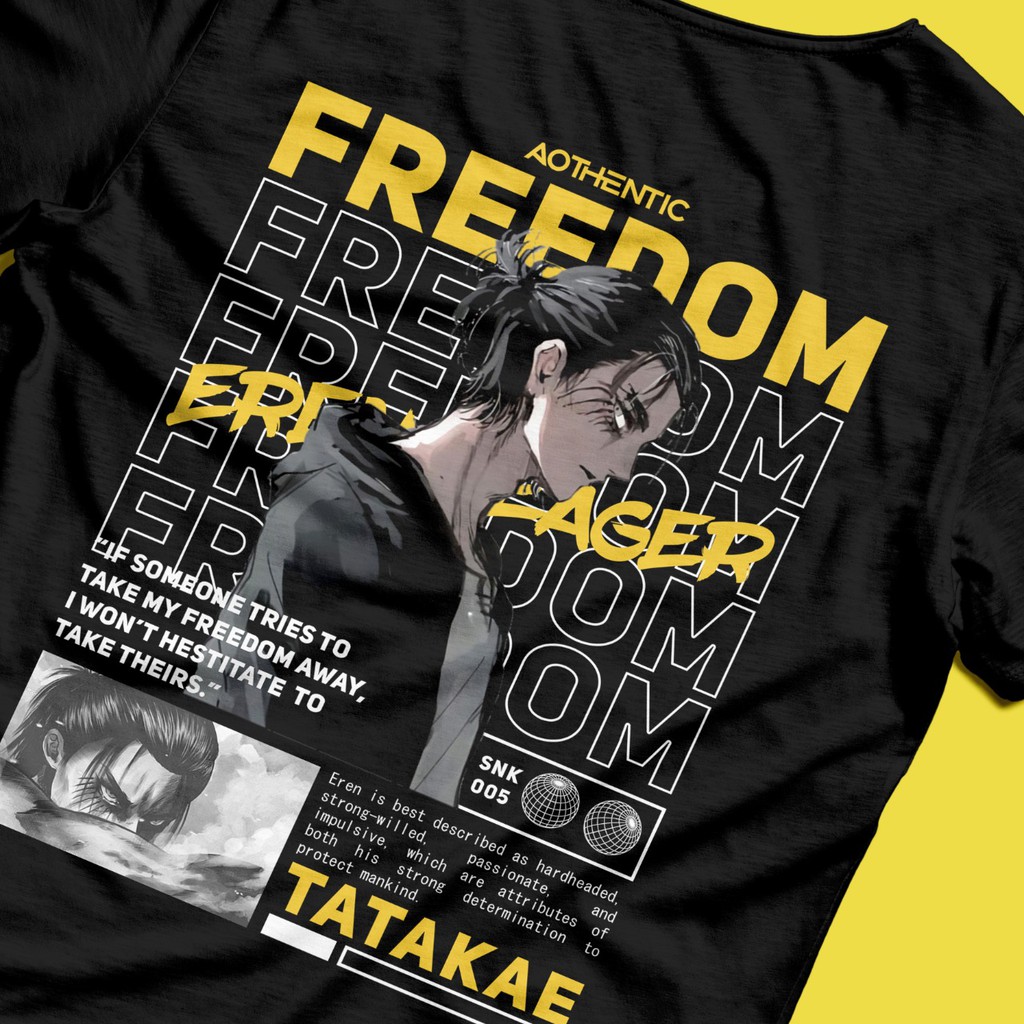 Kaos AOT : Eren Yeager - FREEDOM by AOT Apparel | Baju Attack On Titan Tshirt Shingeki No Kyojin SNK