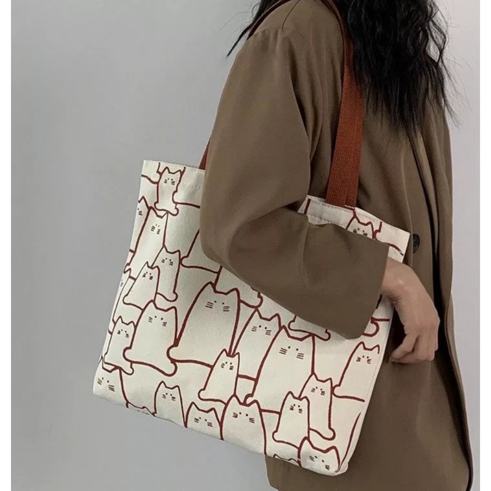 (PAKAI RESLETING) Tote bag wanita fullprint bigsize ( Toko Uci)