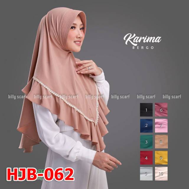 Jilbab instan karuma merk Billy scarf ready stock