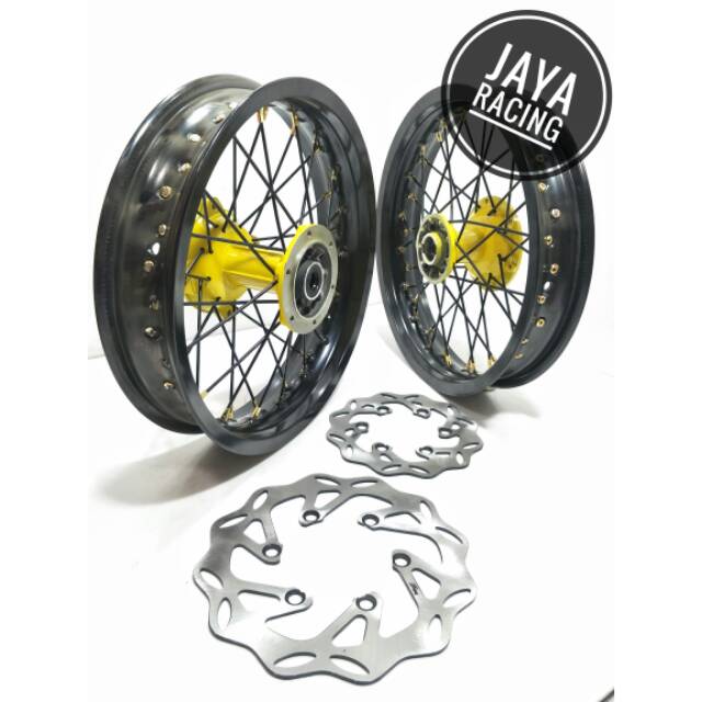 Velg supermoto Ring 14 Lebar 185 215 Klx 150 - Dtracker 150 Sepaket plus cakram dan stel velg
