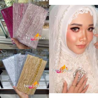 KERUDUNG PENGANTIN VEIL MUTIARA MOTIF AKAR VEIL KERUDUNG PENGANTIN VEIL MUTIARA MOTIF AKAR VEIL