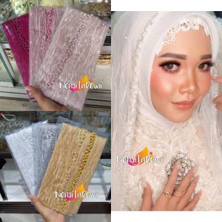 KERUDUNG PENGANTIN VEIL  MUTIARA MOTIF AKAR VEIL  