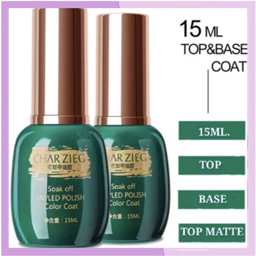 CHARZIEG Perawatan Kuku Base &amp; Top Coat Primer Reinforce Gel 15 ml Tidak Mudah Ngelupas KU007