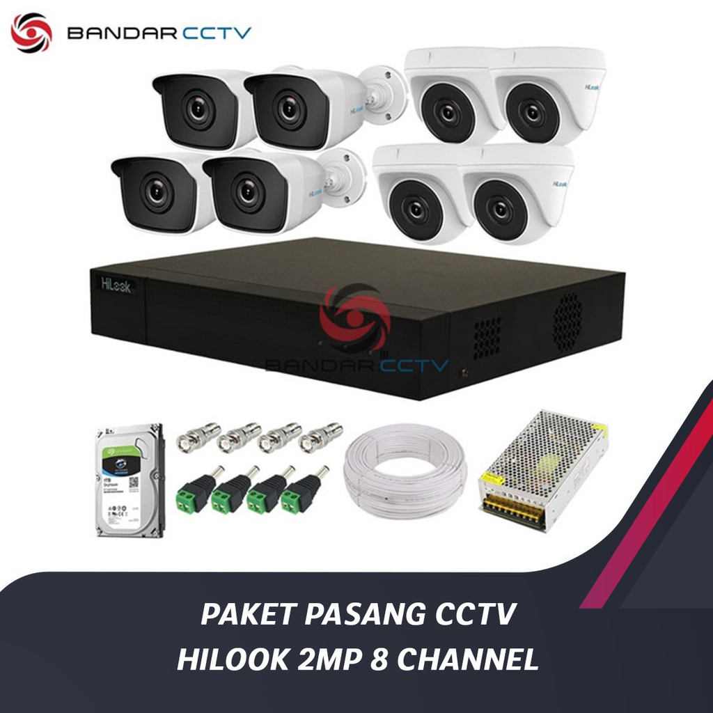 PAKET PASANG KAMERA CCTV HILOOK 2MP 8 CHANNEL