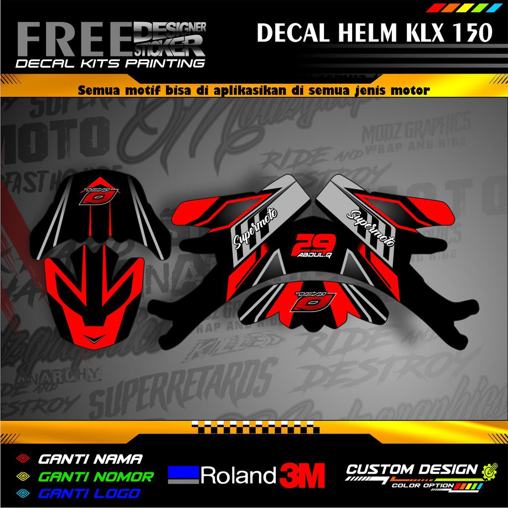 Decal Sticker Helm KLX 150 Sunmon