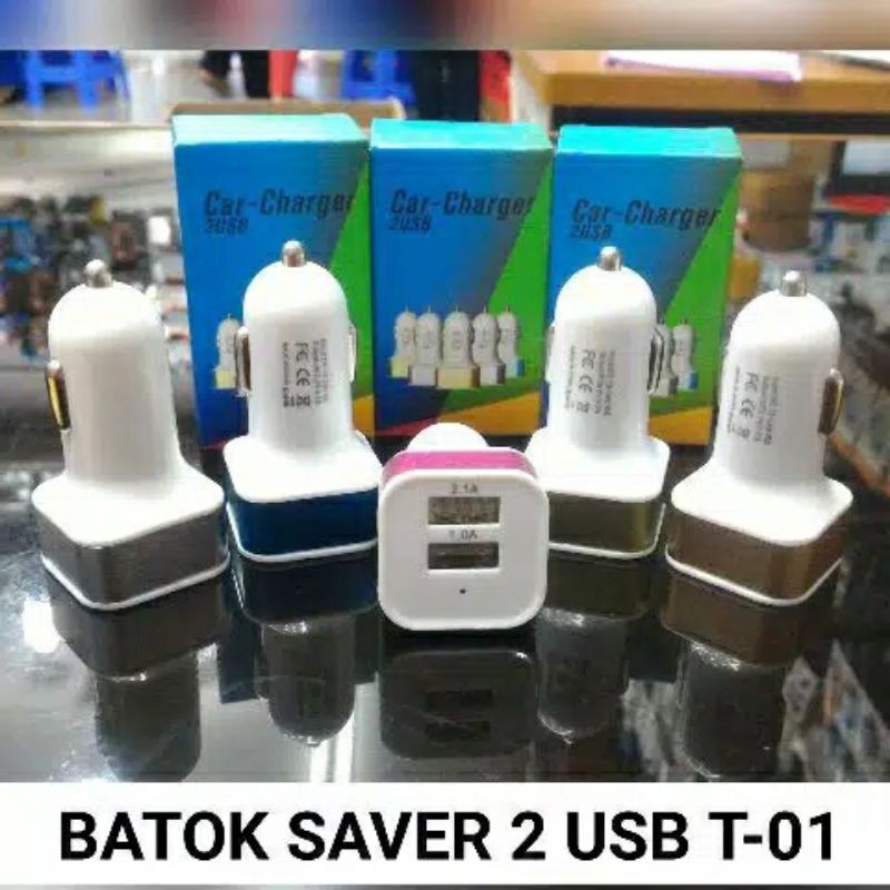 Batok Charger car Saver 2 usb high quality