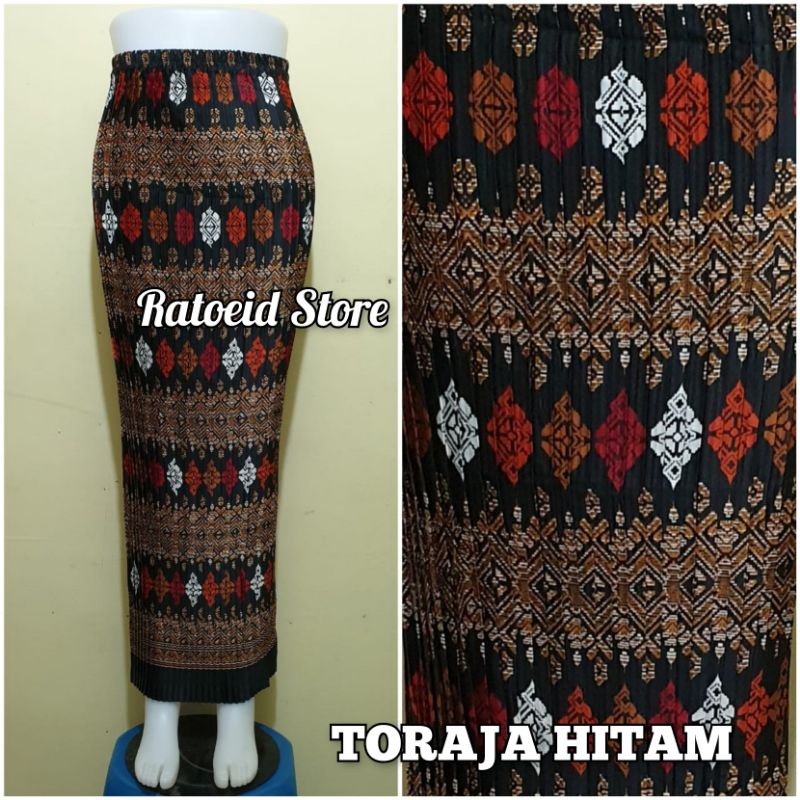 [200 Motif - Part 01] Rok Plisket Batik Panjang / Rok Batik / Rok Kebaya / Rok Wisuda / Bawahan Kebaya / Bawahan Batik / Rok Kondangan / Rok Pengantin / Rok Akad / Rok Lamaran / Rok Span / Rok Prisket Batik Jumbo Batik Production Original By Ratoeid Store-NO.1 Toraja hitam