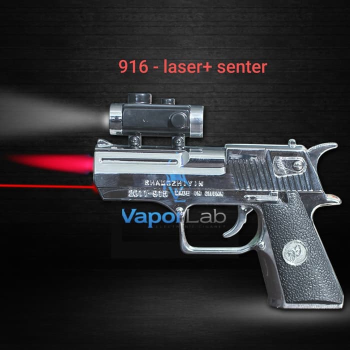 mancis korek api gas bara pistol mini gun laser pointer lighter unik - 916 Perunggu