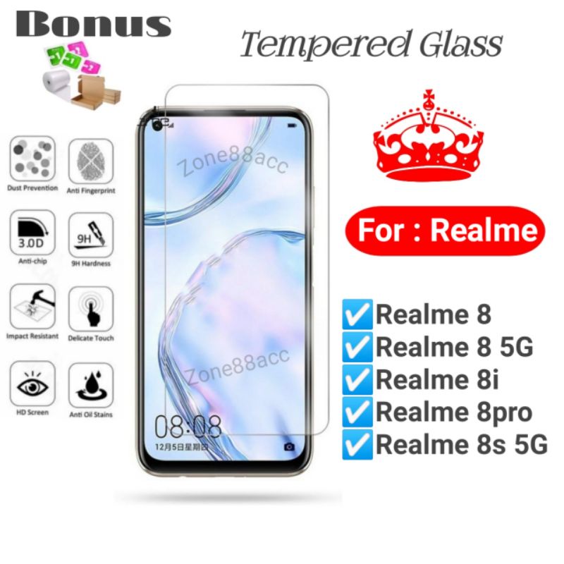 Antigores Tempered glass screen guard protector Realme 8 8i 8pro 8s 5G TG Bening Antiblue Spy Blue light Full Garskin Lensa Lens Pelindung Layar 9D