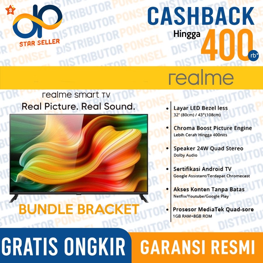 Realme Smart TV 50&quot; inch / 43&quot; inch / 32&quot; inch Garansi Resmi Realme Android TV