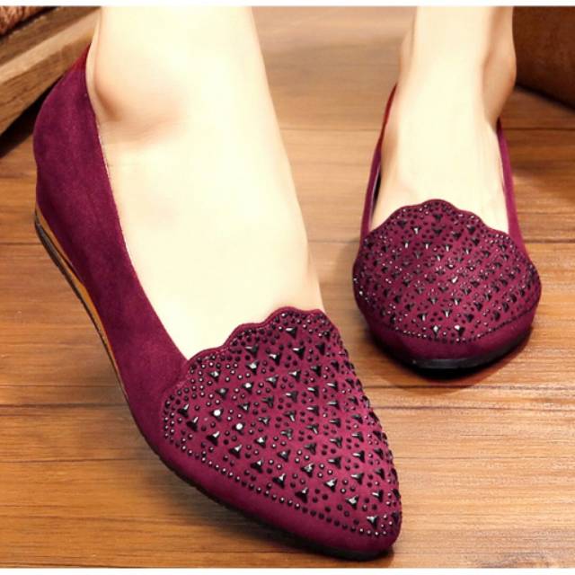 ABBUSHOES  Js 09 Sepatu Kerja Model Wedges Untuk Wanita 3cm