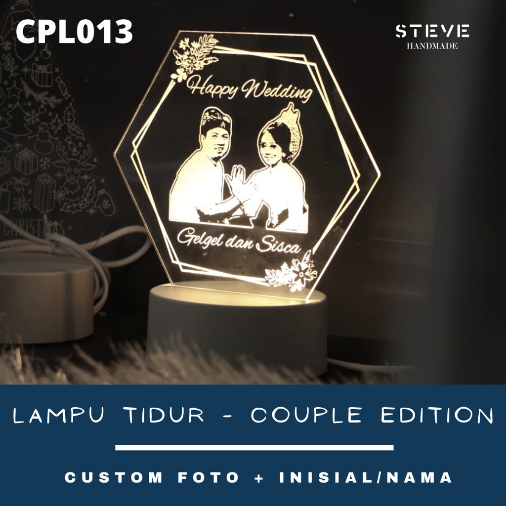 Lampu Tidur Couple Edition LED Akrilik Free Custom LT2001 Steve Handmade