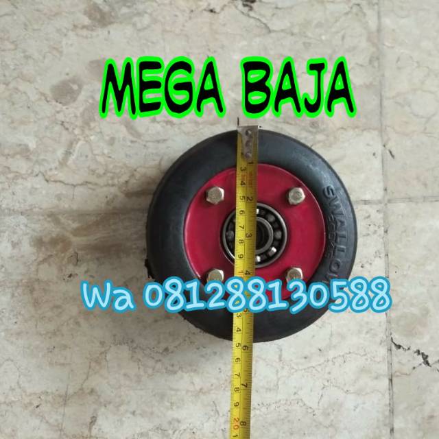 Roda karet troli/ roda rangka mesin/ roda genset 6 in