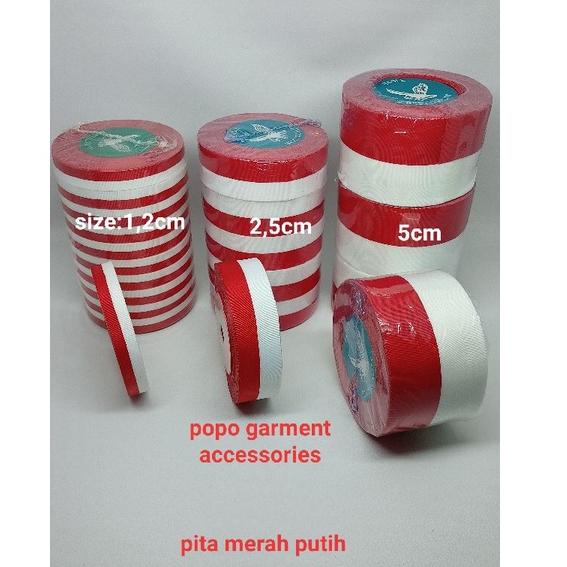

❄Harga Murah❋ pita merah putih 1inchi ( 2.5cm ) -/+25 yard 48 ❄