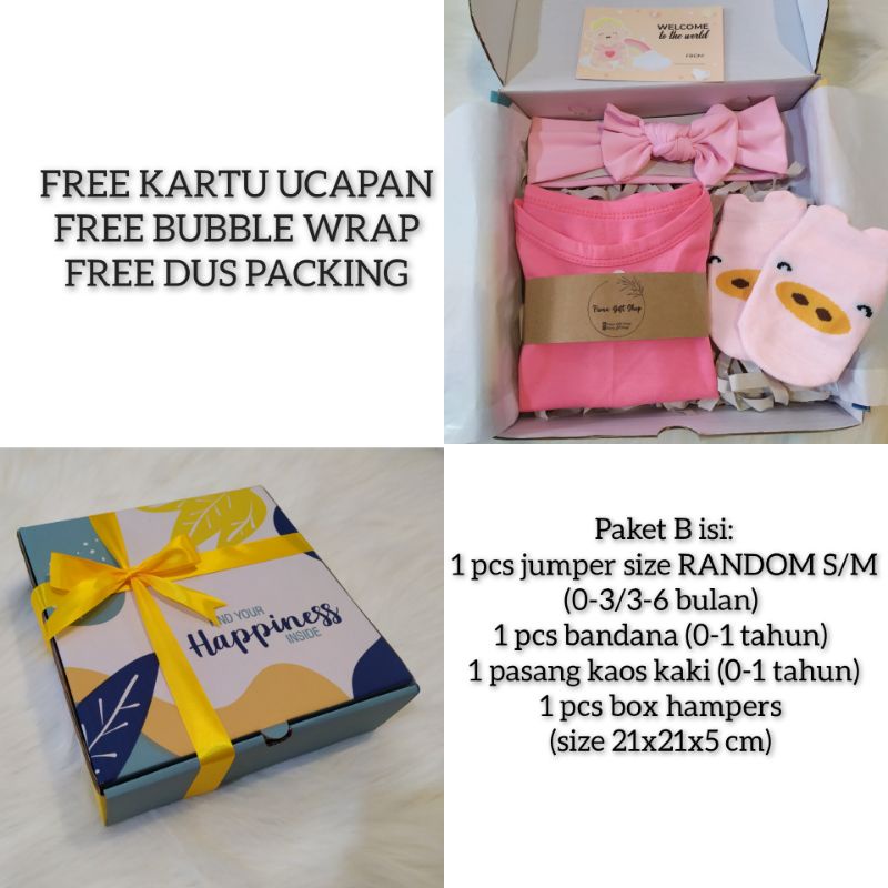 Hampers kado bayi/Baby gift set/Parcel kelahiran/set jumper bedong accesories-Paket B candy pink